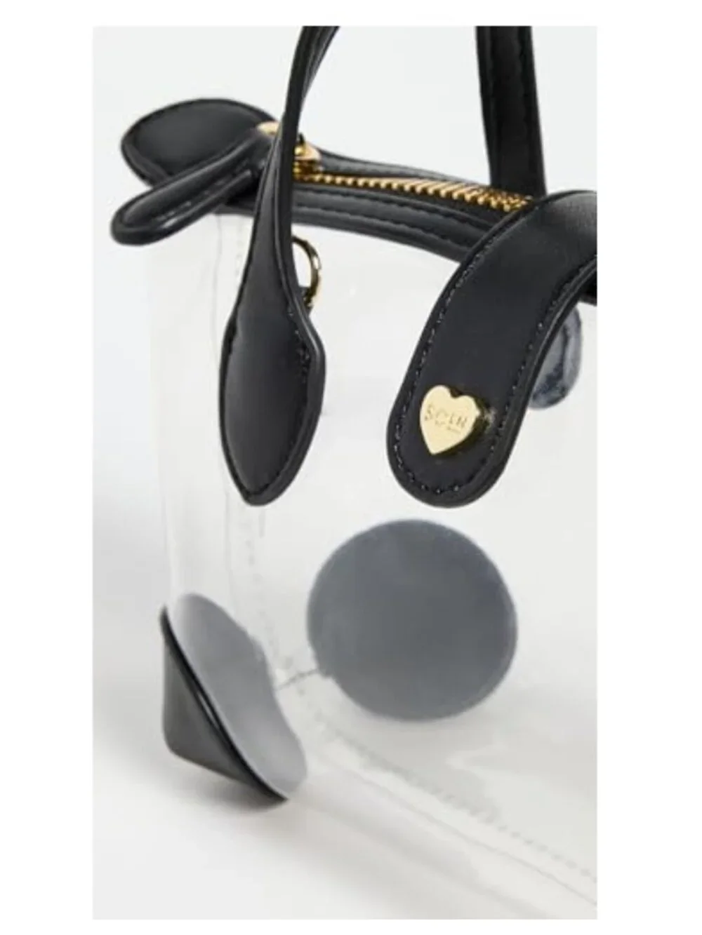 Clear Vinyl Crossbody Bag Pouchette with PU Leather Trim Adjustable Strap